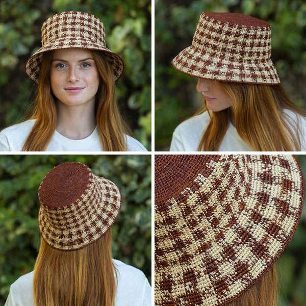 TRAVAUX EN COURS Bob Raffia Hat in Rust