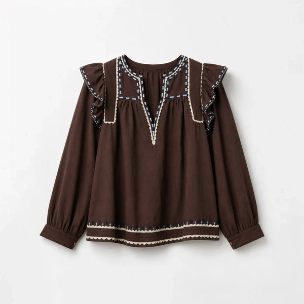 SOPHIE + LUCIE Katmandu Twill Blouse in Brown