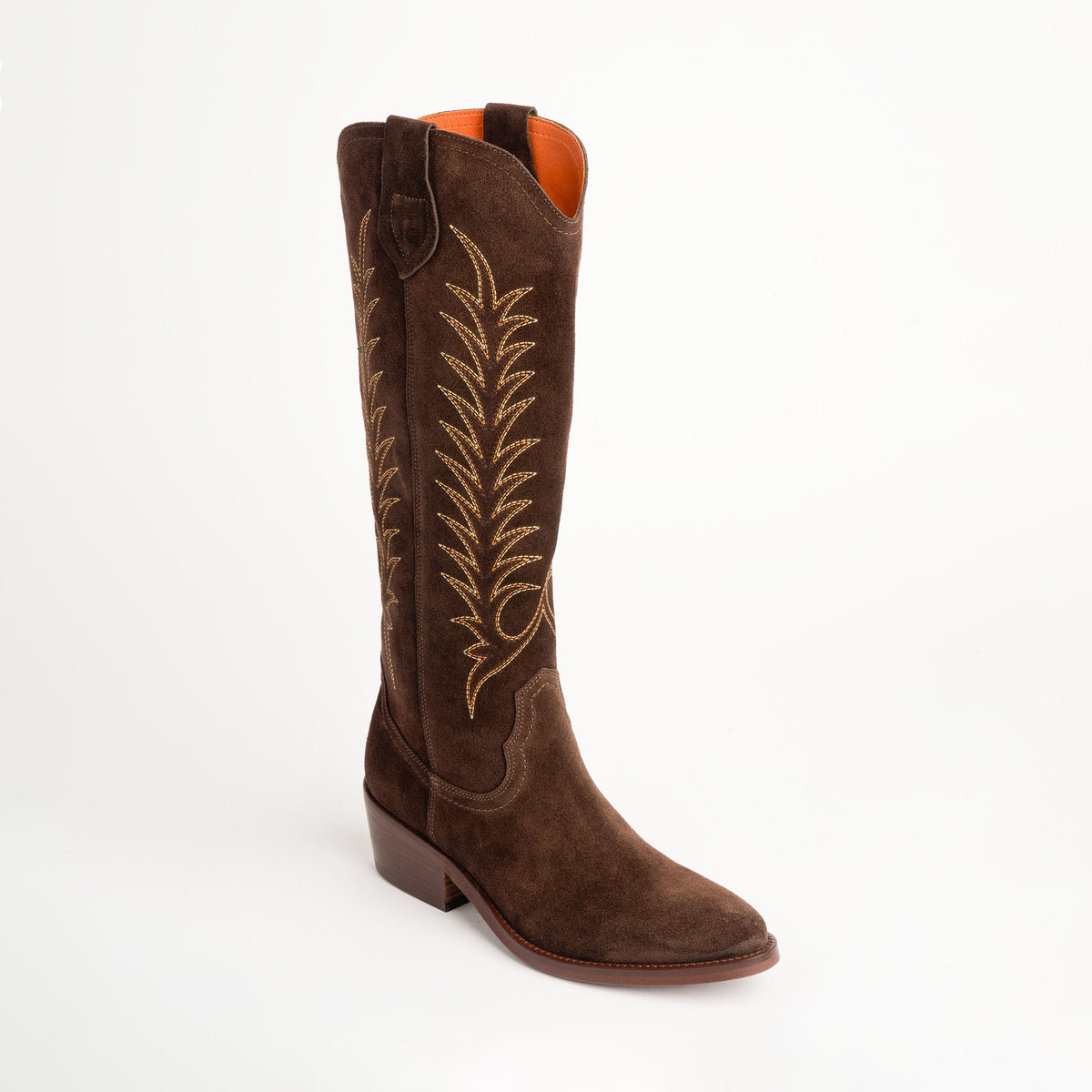 PENELOPE CHILVERS Blanca Suede Embroidered Boot in Bitter Chocolate