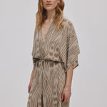 RABENS SALONER Penny Ombre Ikat Shirt Dress in Cognac Combo