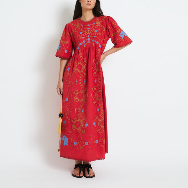 SOPHIE + LUCIE Amapola Embroidered Dress in Red