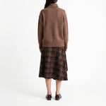 ARTLOVE Cleline Check Asymmetrical Skirt in Brown