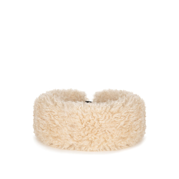 HELEN MOORE Faux Sheepskin Huff Headband in Cream