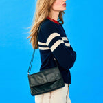 JUMPER 1234 Chest Stripe Crew Neck Jumper in New Navy/Scarlet/Jasmine