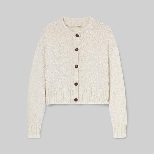 BEAUMONT ORGANIC Sugi Cotton Linen Knit Cardigan in Off White