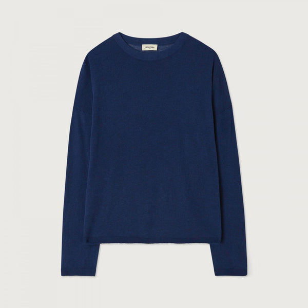 AMERICAN VINTAGE Toima High Neck Lightweight Jumper in Ocean Melange