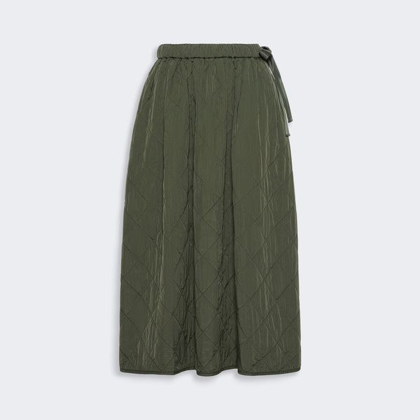 WEEKEND MAX MARA WKDBriose Flared Nylon Canvas Quilted Skirt in Khaki