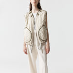 MARFA STANCE Parachute Silk Nylon Vest in Pale Olive/ Oyster