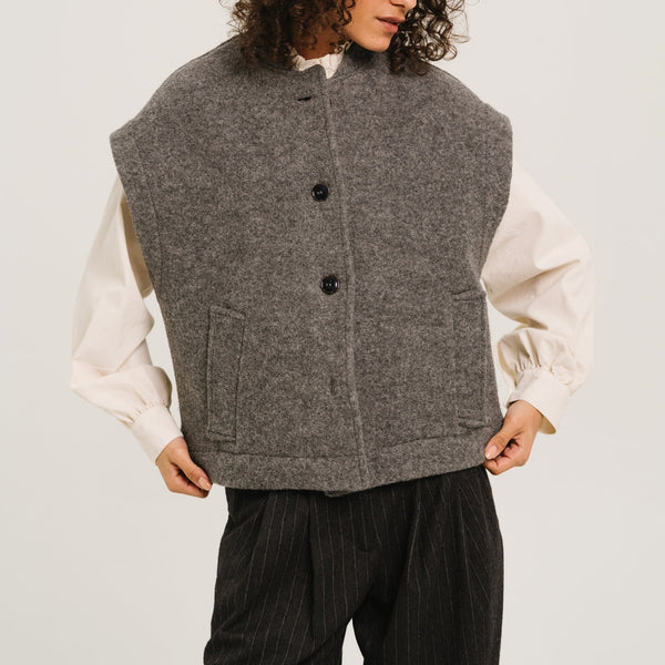 SACRECOEUR Sonny Grey Wool Vest in Grey