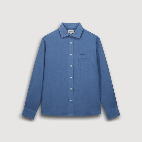HARTFORD Paul Pat Linen Shirt  in Denim