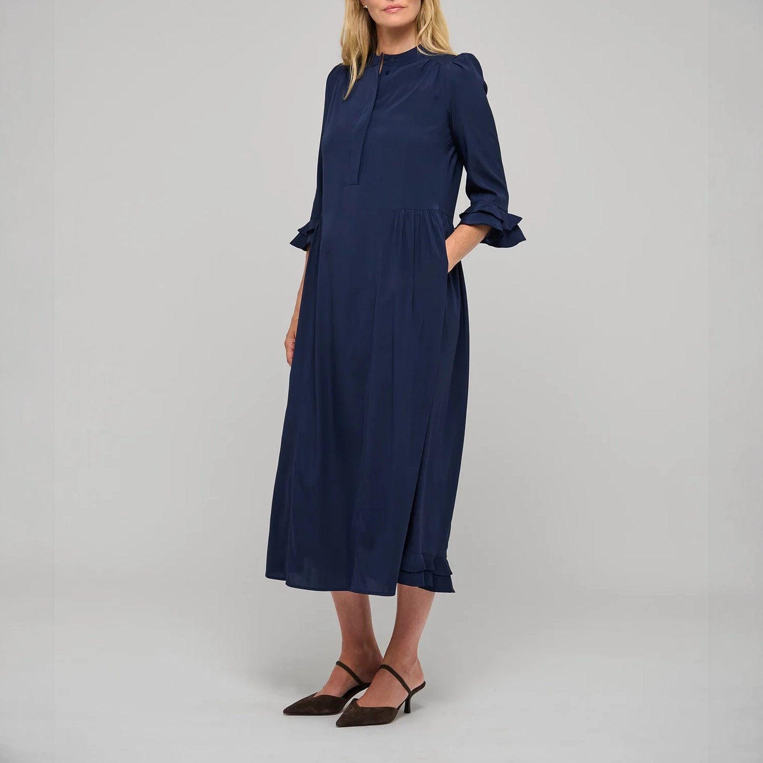 DEA KUDIBAL RosannaDEA Silk Dress with Ruffles in Imperial