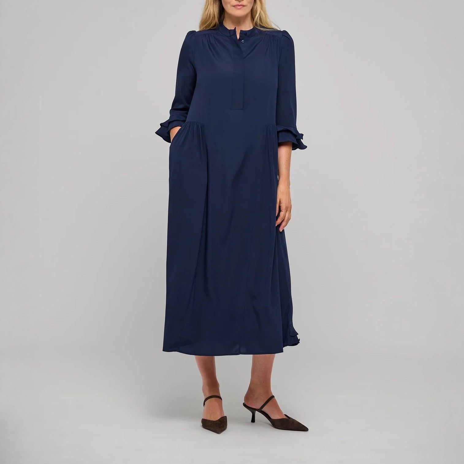DEA KUDIBAL RosannaDEA Silk Dress with Ruffles in Imperial