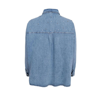 BLACK COLOUR Fanny Jeans Shirt Jacket in Light Denim