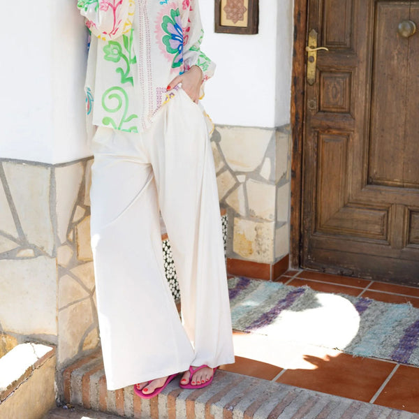 BLACK COLOUR BCDAVINA wideleg pant in Cream