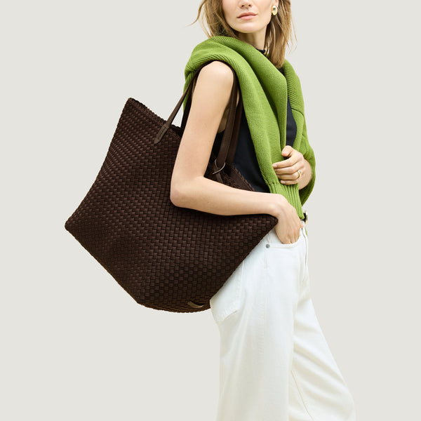NAGHEDI Jet Setter Large Tote Handbag in Chocolate