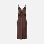 BAUM UND PFERDGARTEN Atalia Fitted Maxi Slip Dress in Coffee Bean Brown