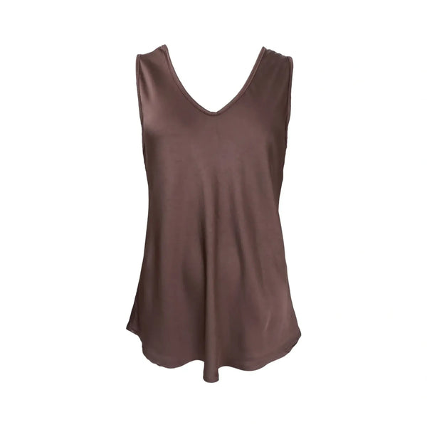 BLACK COLOUR BCMabel Double V Neck Top in Coffee