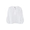 BLACK COLOUR BCAura Cotton Blouse with Lace Detail Sleeves in White