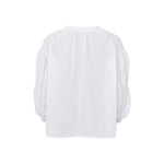 BLACK COLOUR BCAura Cotton Blouse with Lace Detail Sleeves in White