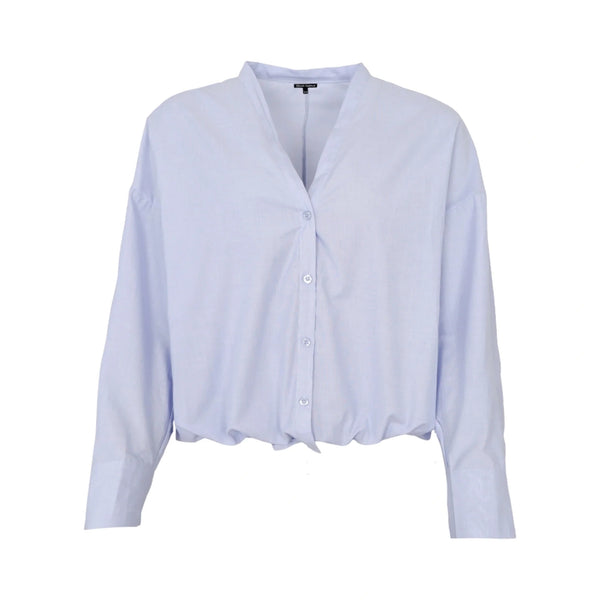 BLACK COLOUR BCElana V-Neck Shirt with Tie Hem Detail in Light Blue
