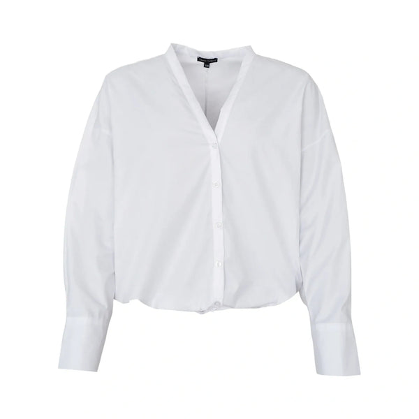 BLACK COLOUR BCElana V-Neck Shirt with Tie Hem Detail in White