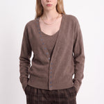 ARTLOVE Anelia V Neck Button Front Cardigan in Brown