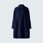 OUI Loose Fit Button Up Wool Coat in Dark Blue
