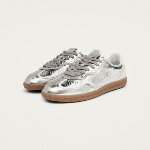ALOHAS Tb.490 Rife Shimmer Leather Sneakers in Silver/Cream