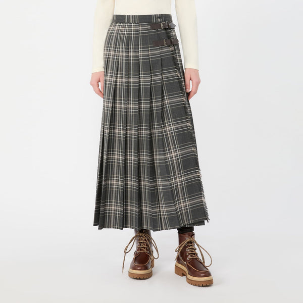 WEEKEND MAX MARA WKDPrisma Tartan Wrap Skirt in Dark Grey