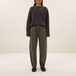 BY-BAR Davi Tapered Loose Fit Ankle Trousers in Olive