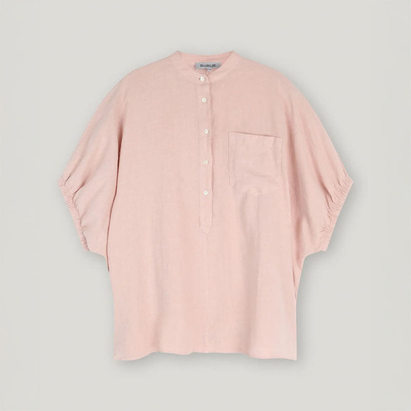 SoSUE Cowboy Button Blouse in Linen Blush