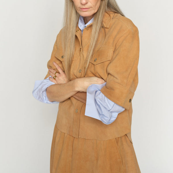 MOS MOSH MMSigga SS Suede Shirt in Tan