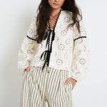 SOPHIE + LUCIE Cristina Die-Cut Flower Blouse in Cream