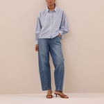 BY-BAR Sarah Short Pin Stripe Blouse in Indi Grey