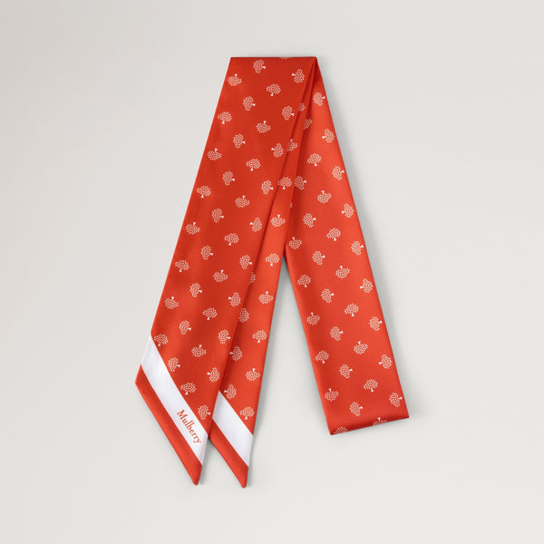 MULBERRY Mulberry Tree Skinny Scarf in Coral Orange