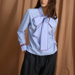 SOPHIE + LUCIE Luciana Cotton Poplin Shirt in Blue
