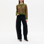 BAUM UND PFERDGARTEN Cori Stripe Merino Wool Polo Shirt in Herb Garden Stripe