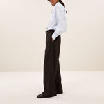 BY-BAR Pelle Pin Stripe Wide Leg Trousers in Brown