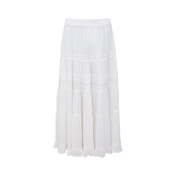 BLACK COLOUR BCHarriet Boho Panel Skirt  in Off White