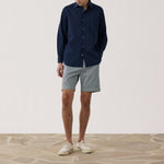 HARTFORD Paul Pat Cotton Shirt in Navy Blue
