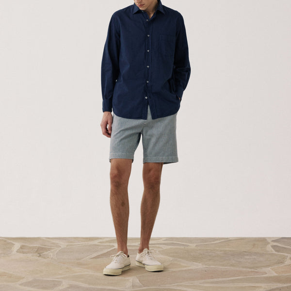 HARTFORD Paul Pat Cotton Shirt in Navy Blue