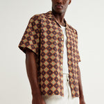 WAX LONDON Didcot Short Sleeve Shirt in Rust/Multi