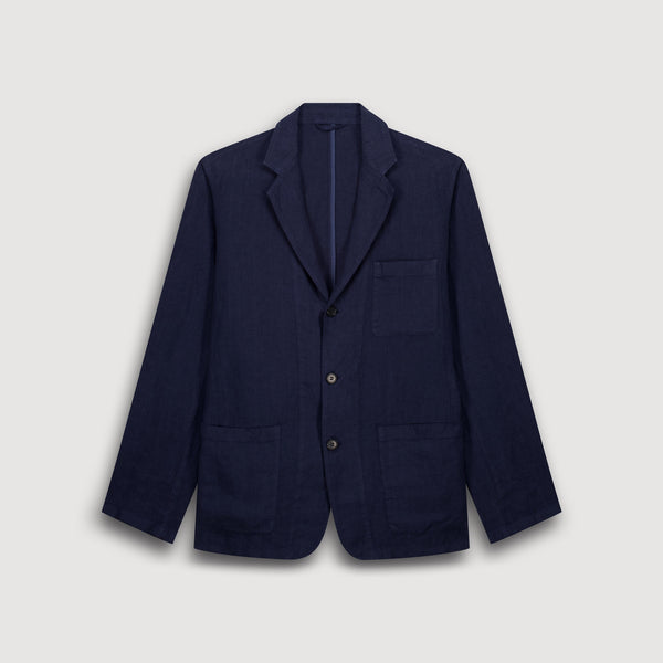 HARTFORD Jobby Pat Linen Jacket in Navy Blue