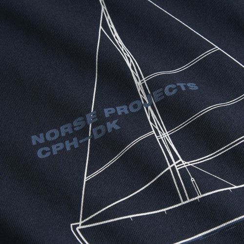 NORSE PROJECTS Holger Organic Boat Print T-Shirt in Dark Navy