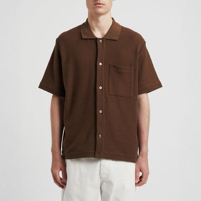 NORSE PROJECTS Gustav Crochet Jersey Shirt in Chestnut