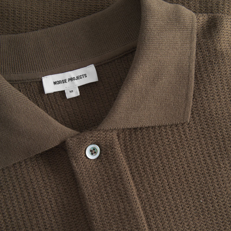 NORSE PROJECTS Gustav Crochet Jersey Shirt in Chestnut