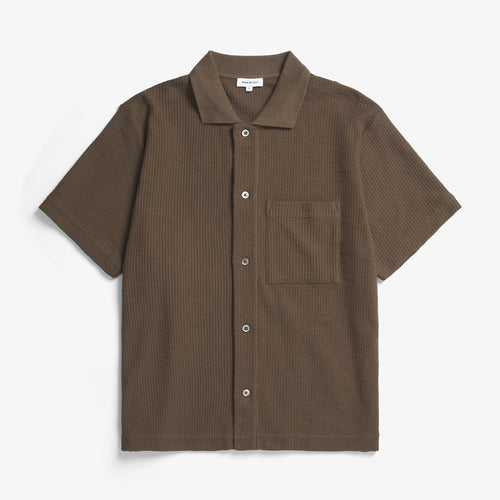 NORSE PROJECTS Gustav Crochet Jersey Shirt in Chestnut