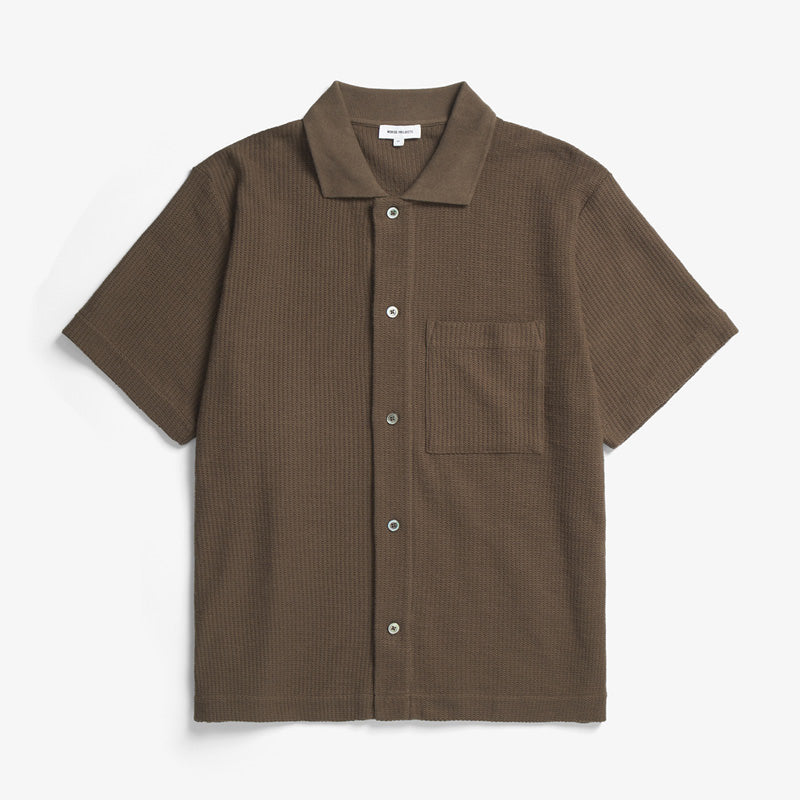 NORSE PROJECTS Gustav Crochet Jersey Shirt in Chestnut
