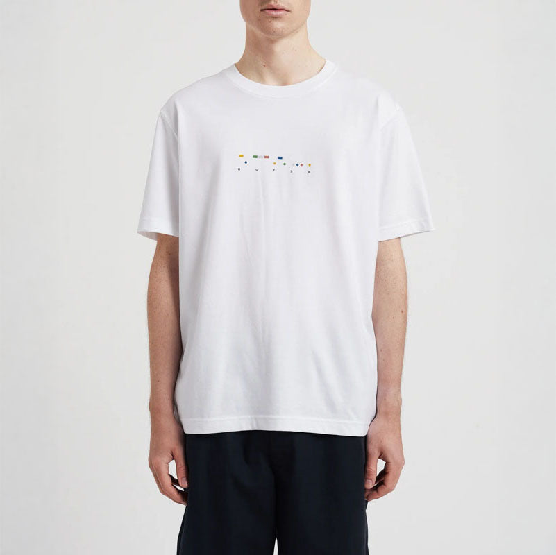 NORSE PROJECTS Johannes Organic Code Print T-Shirt in White