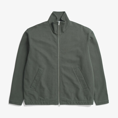 NORSE PROJECTS Bjorn Relaxed Organic Loopback Track Jacket in Black Olive